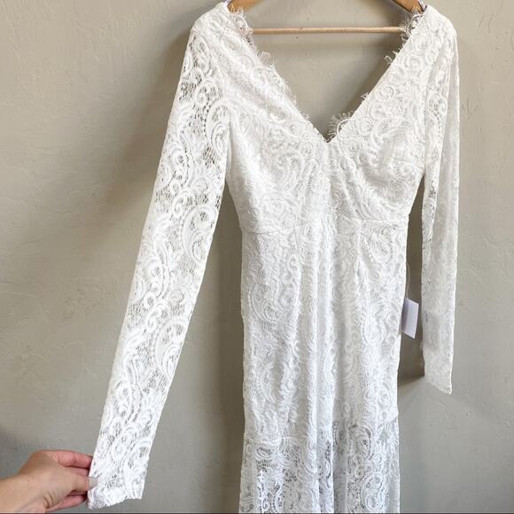 NWT Lulus Way to Be‎ Loved White Lace Long Sleeve Maxi Dress - Picture 11 of 12
